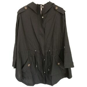 Nikki Jones Poncho Jacket Women M-L Oversize Hooded Anorak Zip Pocket Drawstring